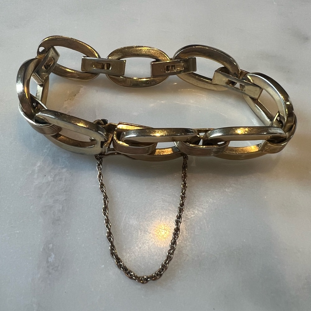 SOLD Vintage 1959 Grosse Germany Modernist Link Bracelet 7.75” | Dior Era - Picture 2 of 8